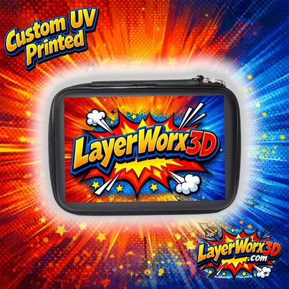 Custom UV printed darts case by Layerworx3d, designed to securely hold and protect darts with vibrant printed artwork.