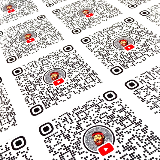 Layerworx3d custom TikTok QR code sticker showing a vibrant printed design on a rectangular adhesive label.