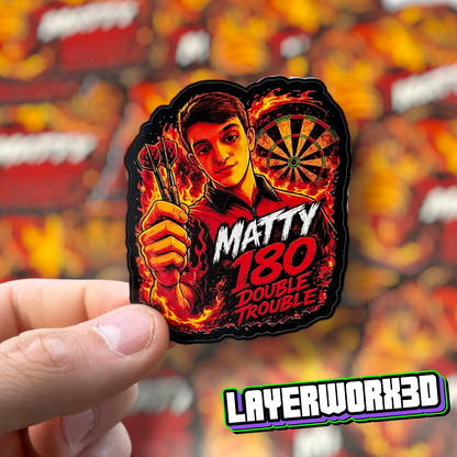 Layerworx3d custom die cut stickers featuring vibrant, uniquely shaped designs on a white background.