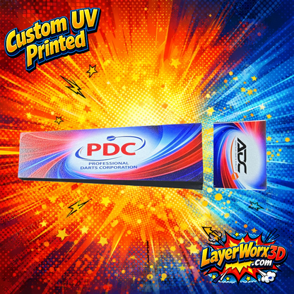Custom UV printed Layerworx3d Target Omni protective covers for darts, featuring vibrant design and durable material.