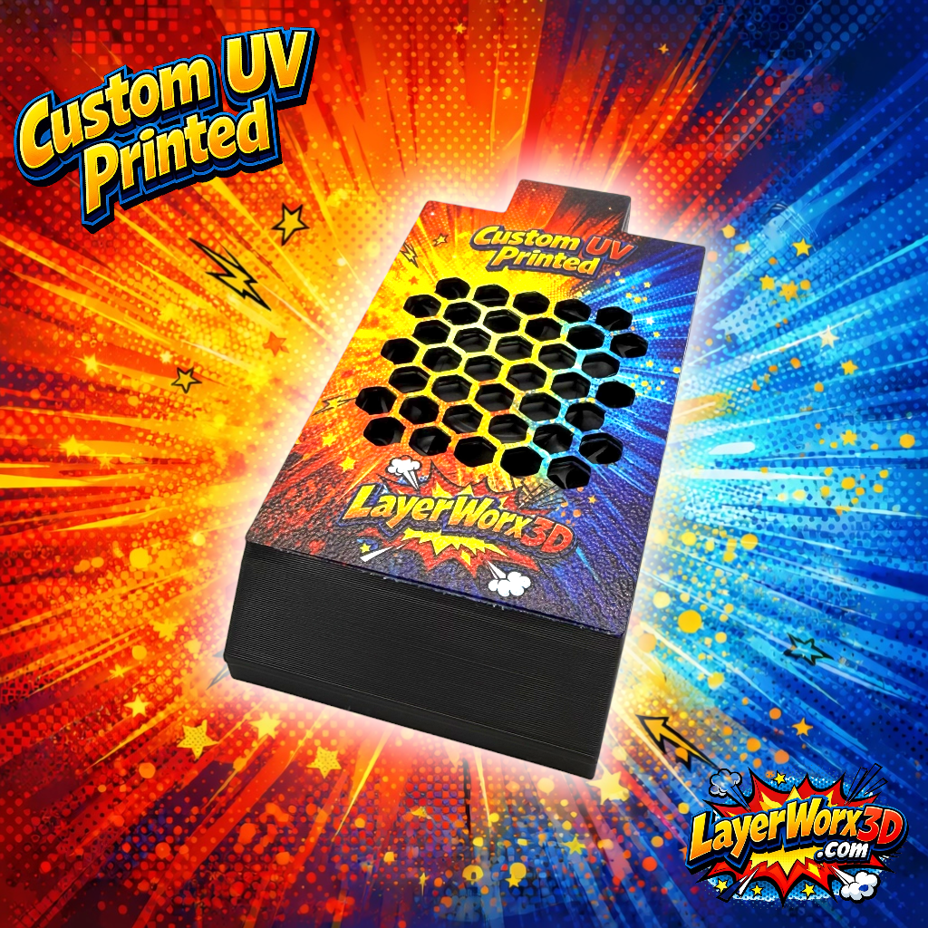 Layerworx3d custom UV printed Target Omni Cool darts with vibrant design to prevent overheating during gameplay.