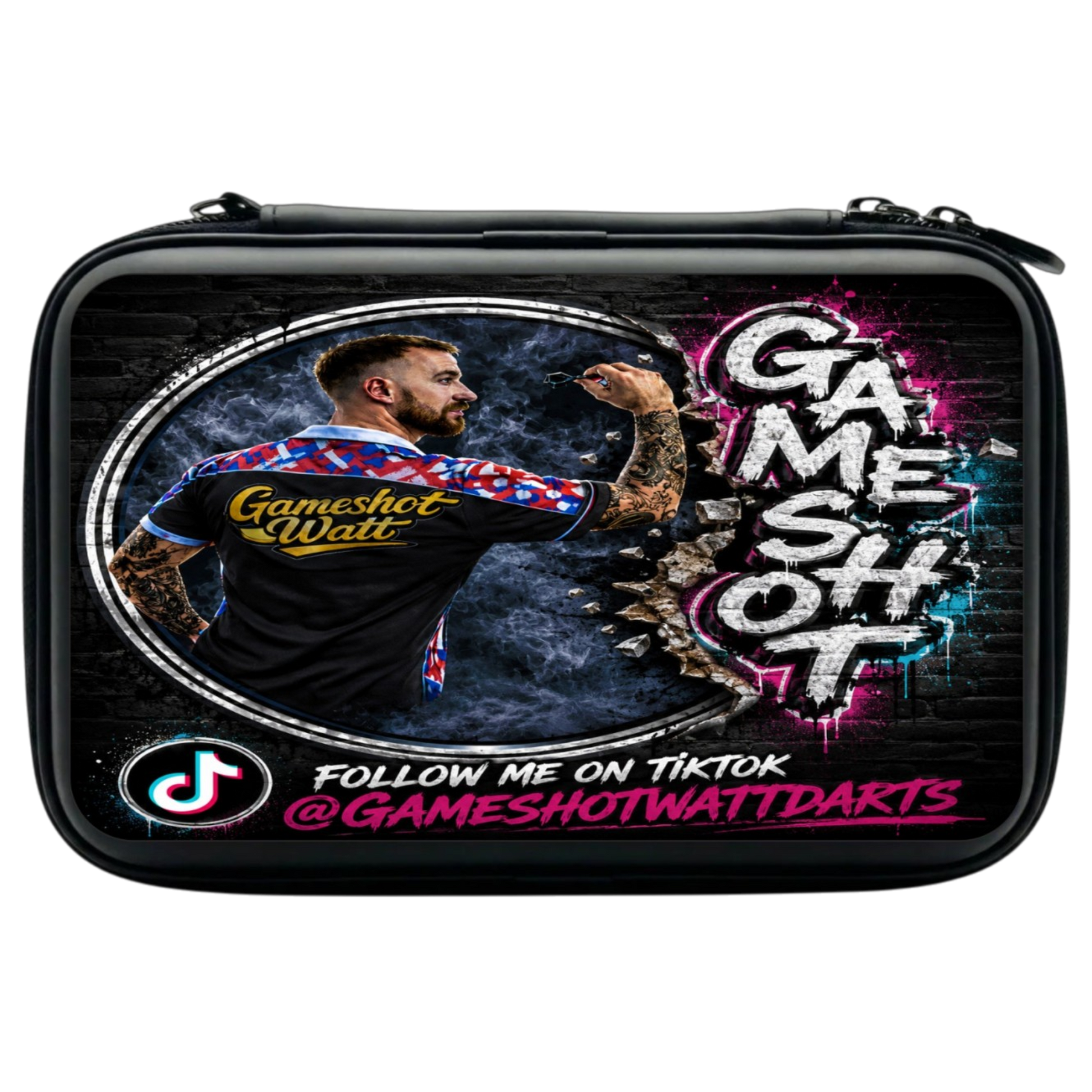 Layerworx3d custom UV printed darts case in soft shell EVA, featuring a sleek design and secure storage for darts accessories.