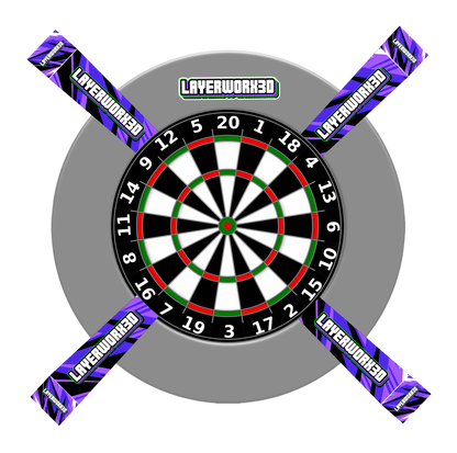 Layerworx3d custom UV printed dartboard protective covers for darts, featuring vibrant designs and durable Omni protection.