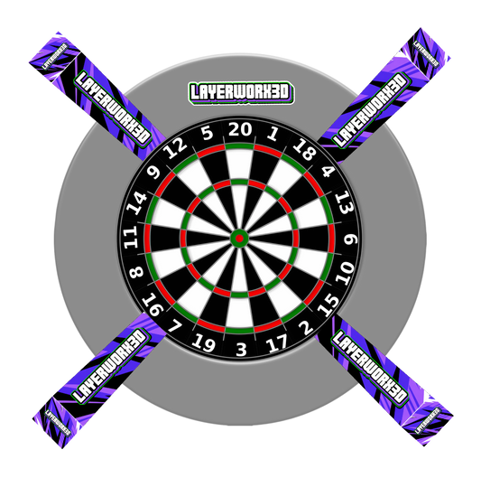 Layerworx3d custom UV printed dartboard protective covers for darts, featuring vibrant designs and durable Omni protection.