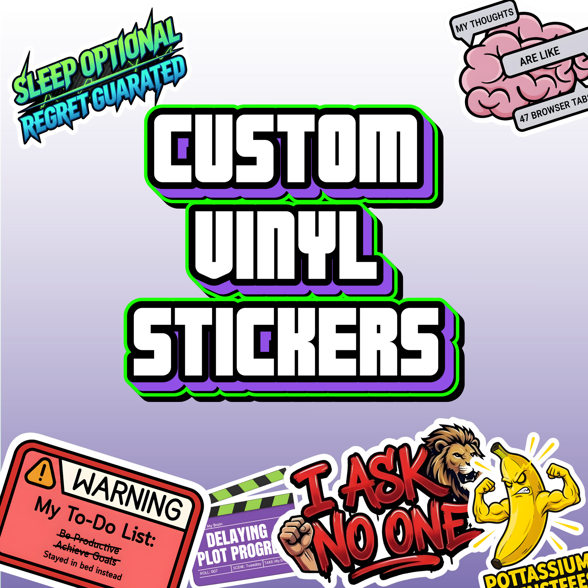 Layerworx3d kiss cut stickers featuring colorful, intricately designed adhesive stickers on a white background.